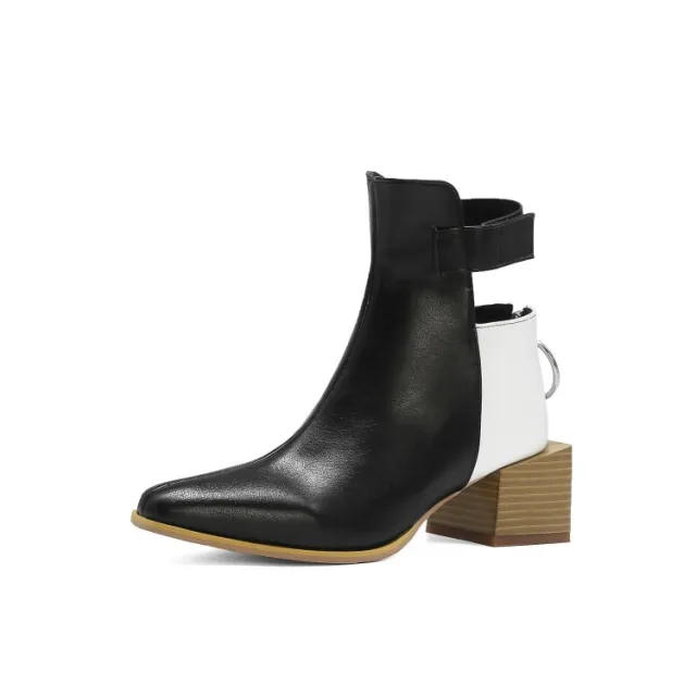Snake print Martin Boots With Thick Heels And Pointed Toes Black - Shop at LoveMi