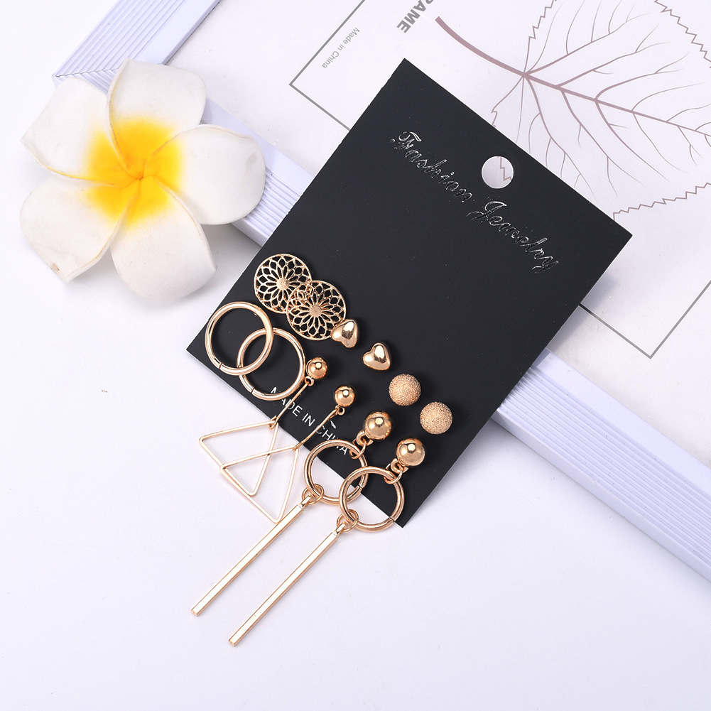 Love Frosted Geometric Tassel Earring Set