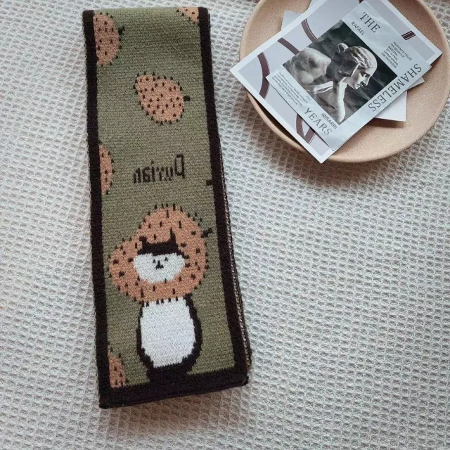 Winter Warm Neck Scarf for Women Cartoon Printed Kerchief Knitted Scarfs - Shop at LoveMi