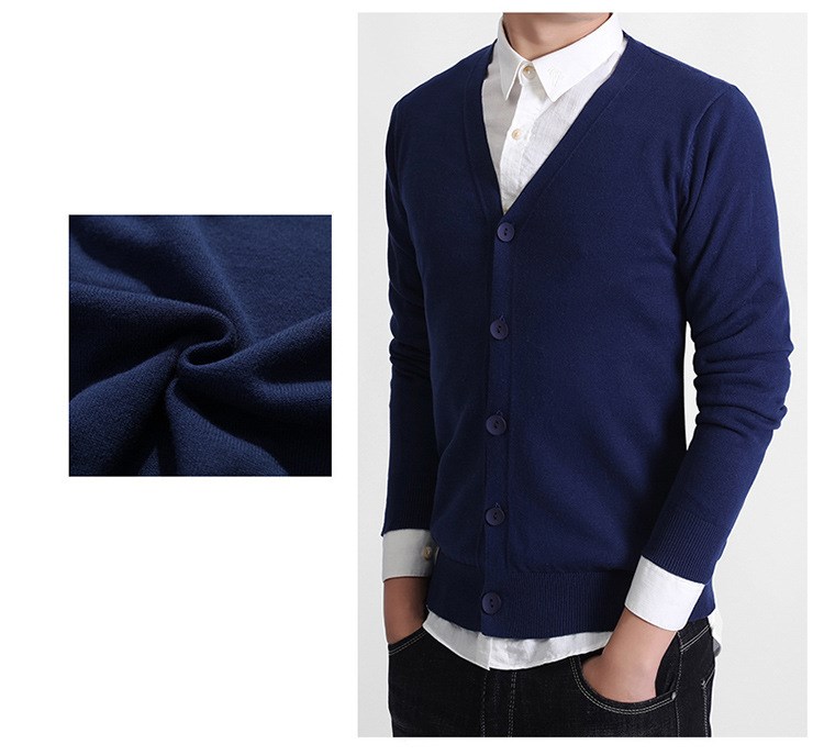 V-neck Bottom Knit Fitting Men's Cardigan Sweater Jacket