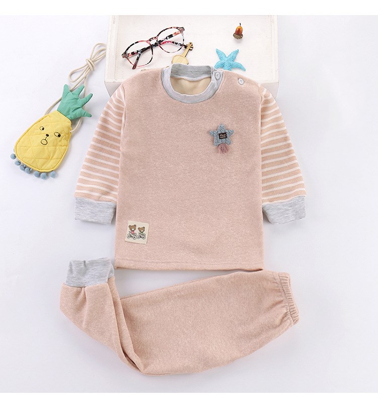 Children's Underwear Set With Plush And Thick Baby Autumn Pants