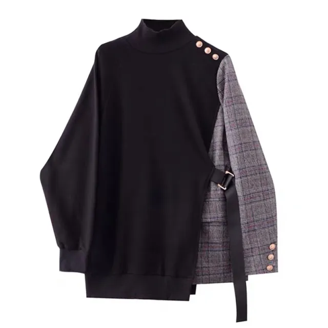 Irregular Black Jacket With Long Sleeve Pullover Black - Shop at LoveMi