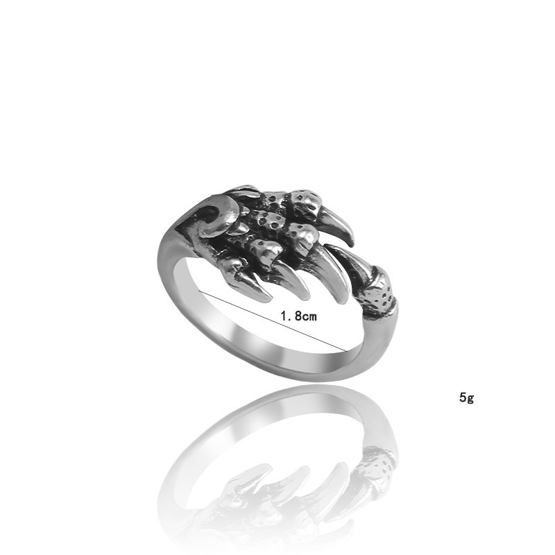 Hip Hop Halloween Eagle Claw Skull Retro Punk Ring