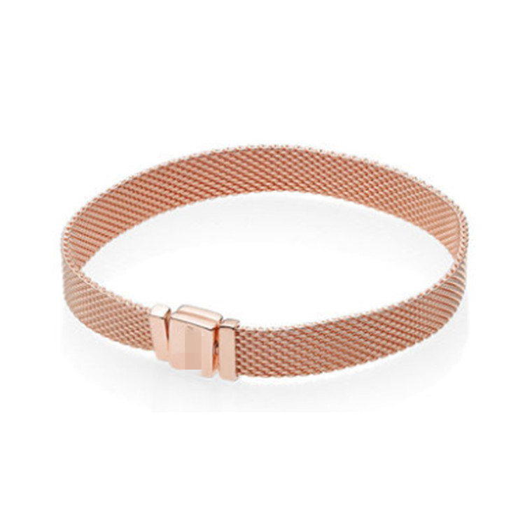 Rose Gold Alloy Sterling Silver Wide Bracelet Personality Simple Female 925