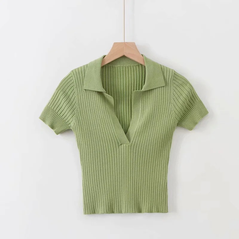 Vintage Hong Kong Short Sleeve T-shirt Knitted by Women