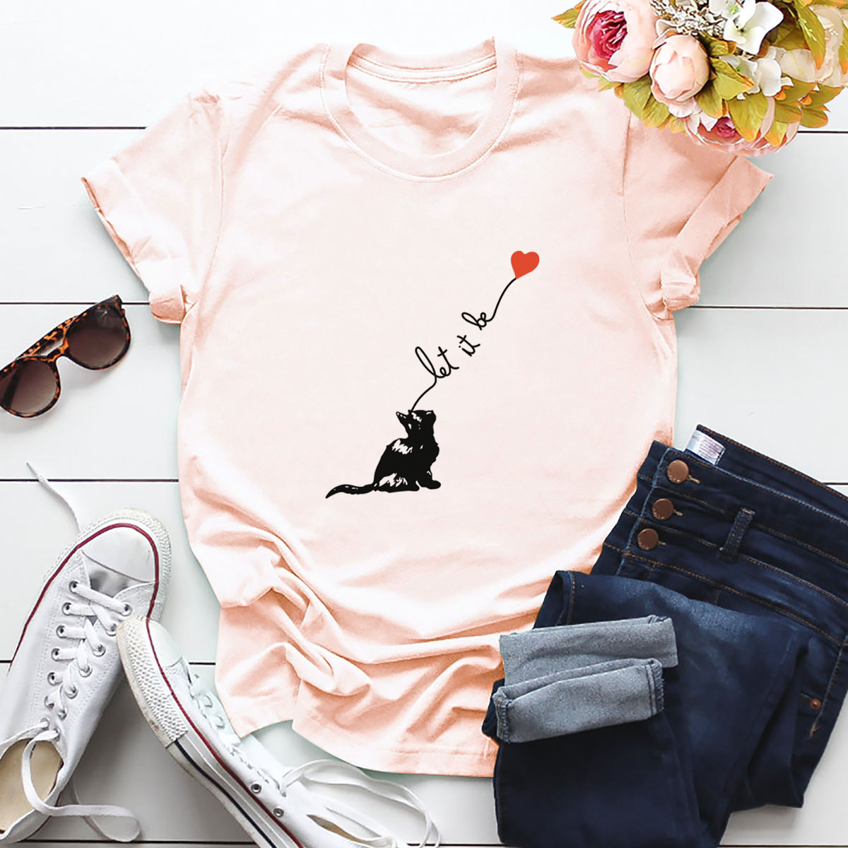 European and American Women's Tops Pure Cotton Short-Sleeved T-shirt