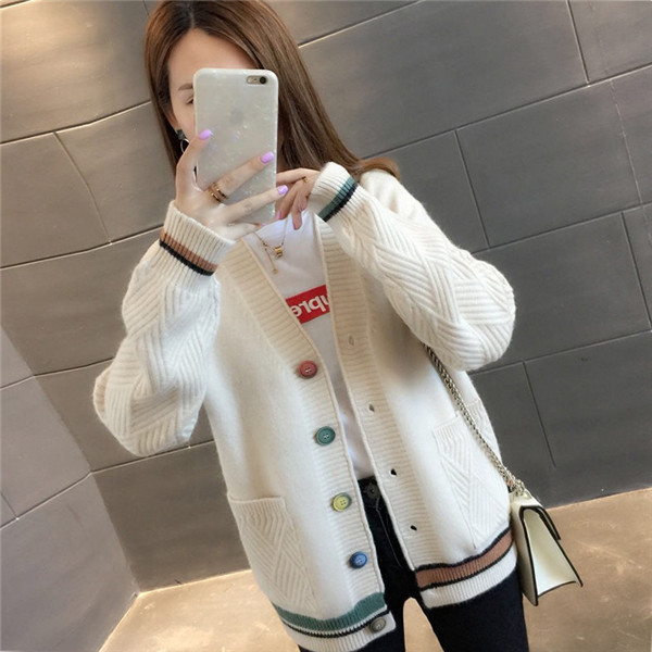 Coat woman V neck long sleeves over cardigan