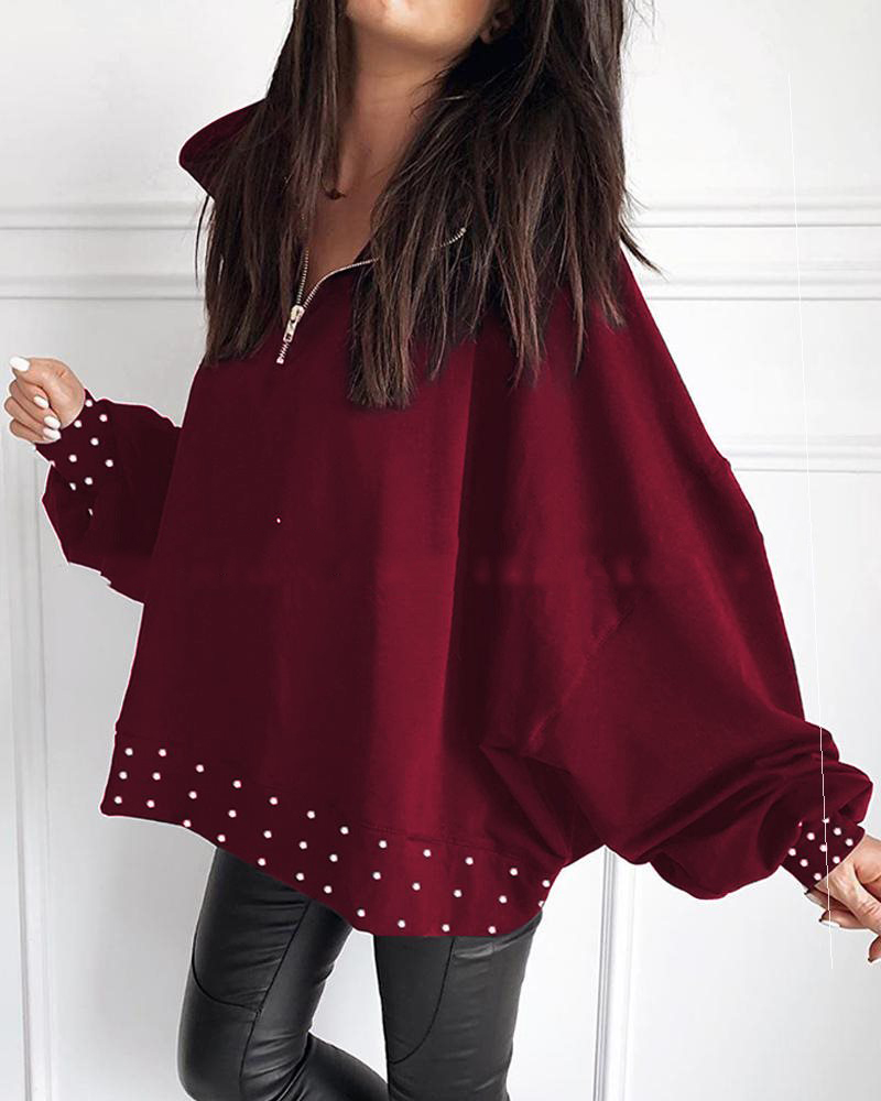 Fashion Casual Hedging Jacket Casual Bubble Bead Wine Red - Shop at LoveMi