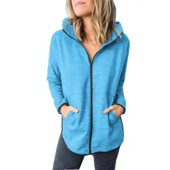 Women's Autumn And Winter Sports Sweater Jacket - Blue - View 1