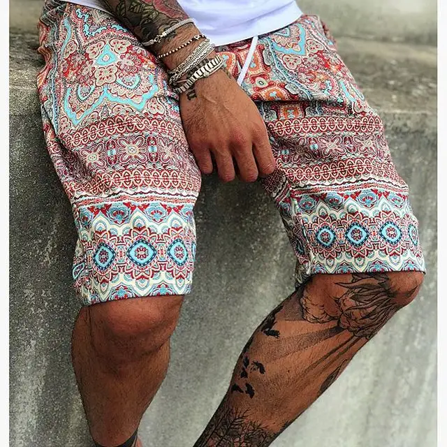 European And American Fashion Printed Lace Up Shorts
