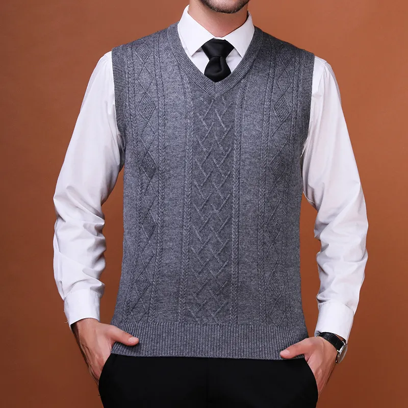 Men's Wool Vest V-Neck Sleeveless Waistcoat