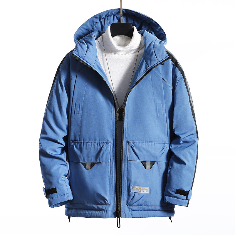 Men's Hooded Thick Striped Mid-Length Down Padded Jacket