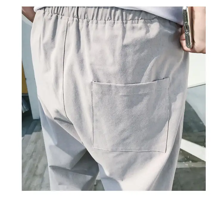 Men's Loose Fit Straight-leg Casual Pants Cropped Trousers
