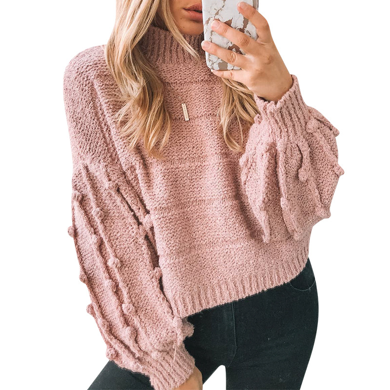 Women's V-Neck Solid Color Applique Warm Sweater