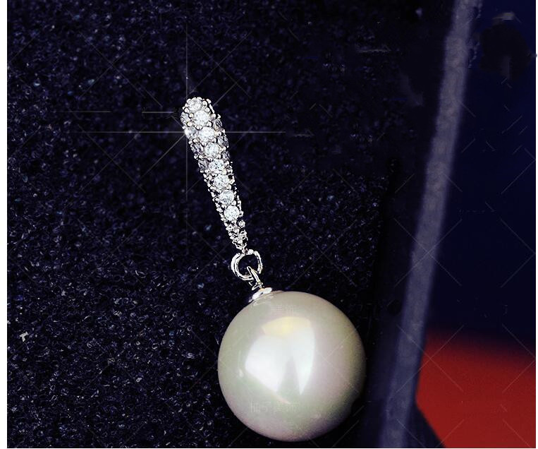 Zircon Pearl Pure Silver Pin Pendant Earrings