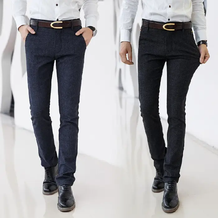 Men's Loose Stretch Cotton And Linen Business Straight Trousers