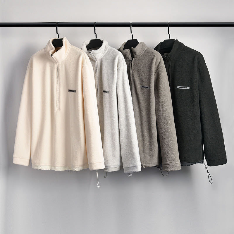 Fleece Half Zipper Stand Collar Sweater Coat