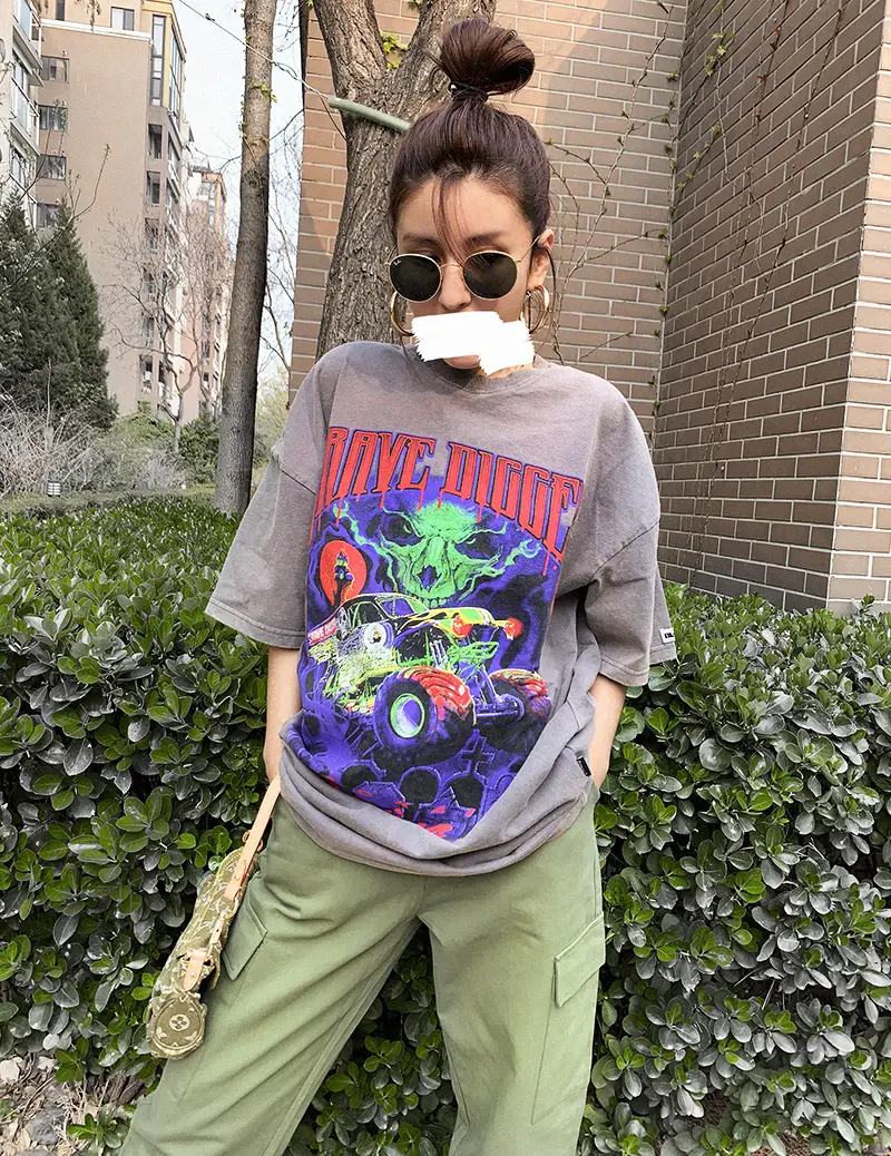 Heavy Industry Old Fat Rock Tie-dye Printing Couple T-shirt