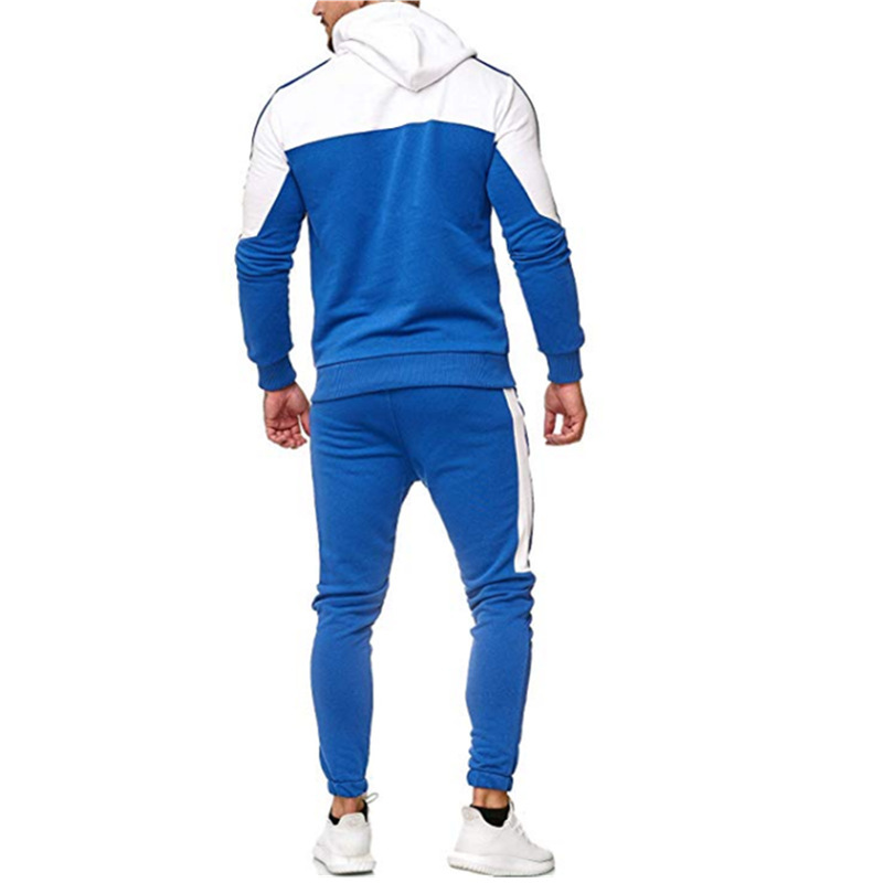 Casual Suit Men's Sports Casual Patchwork Hooded Suit