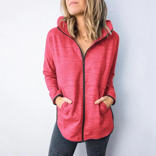 Women's Autumn And Winter Sports Sweater Jacket Red - Shop at LoveMi