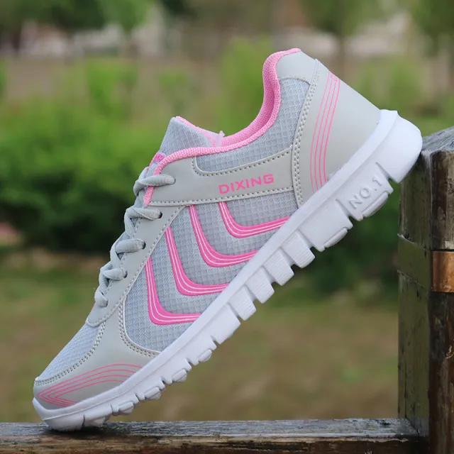 Mesh Breathable Lightweight Sports Shoes Women Plus Size Pink - Shop at LoveMi
