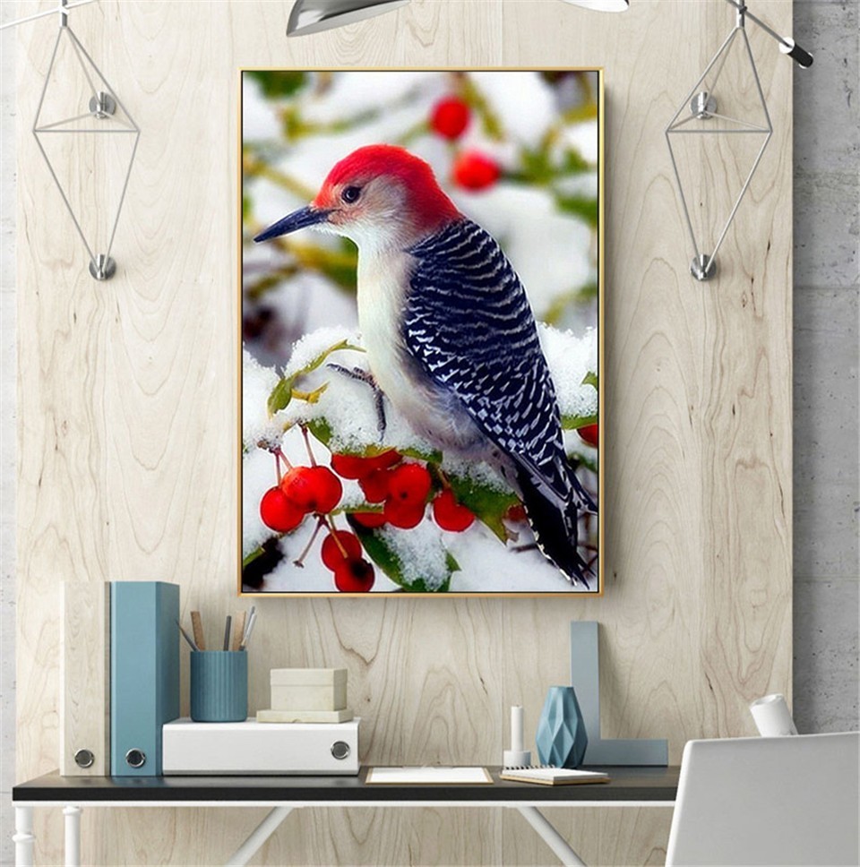 مكعب روبيك بنقشة طائر مرسوم بالألماس للتصميم اليدوي