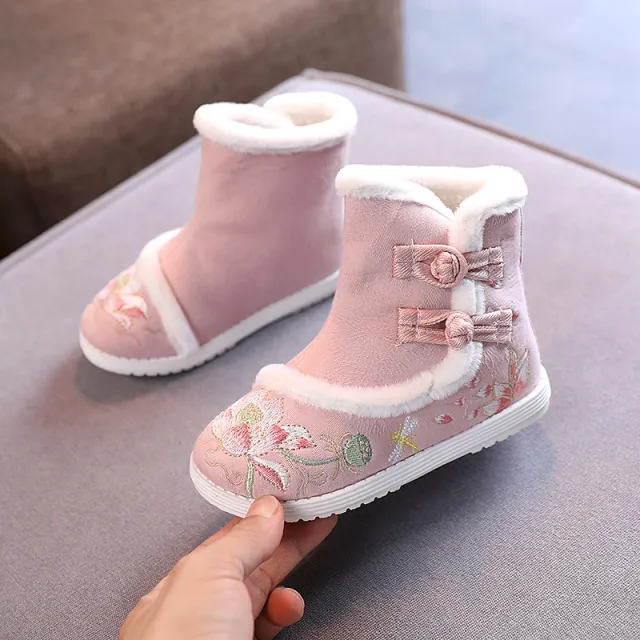 Hanfu Girls Embroidered Old Snow Boots Red - Shop at LoveMi