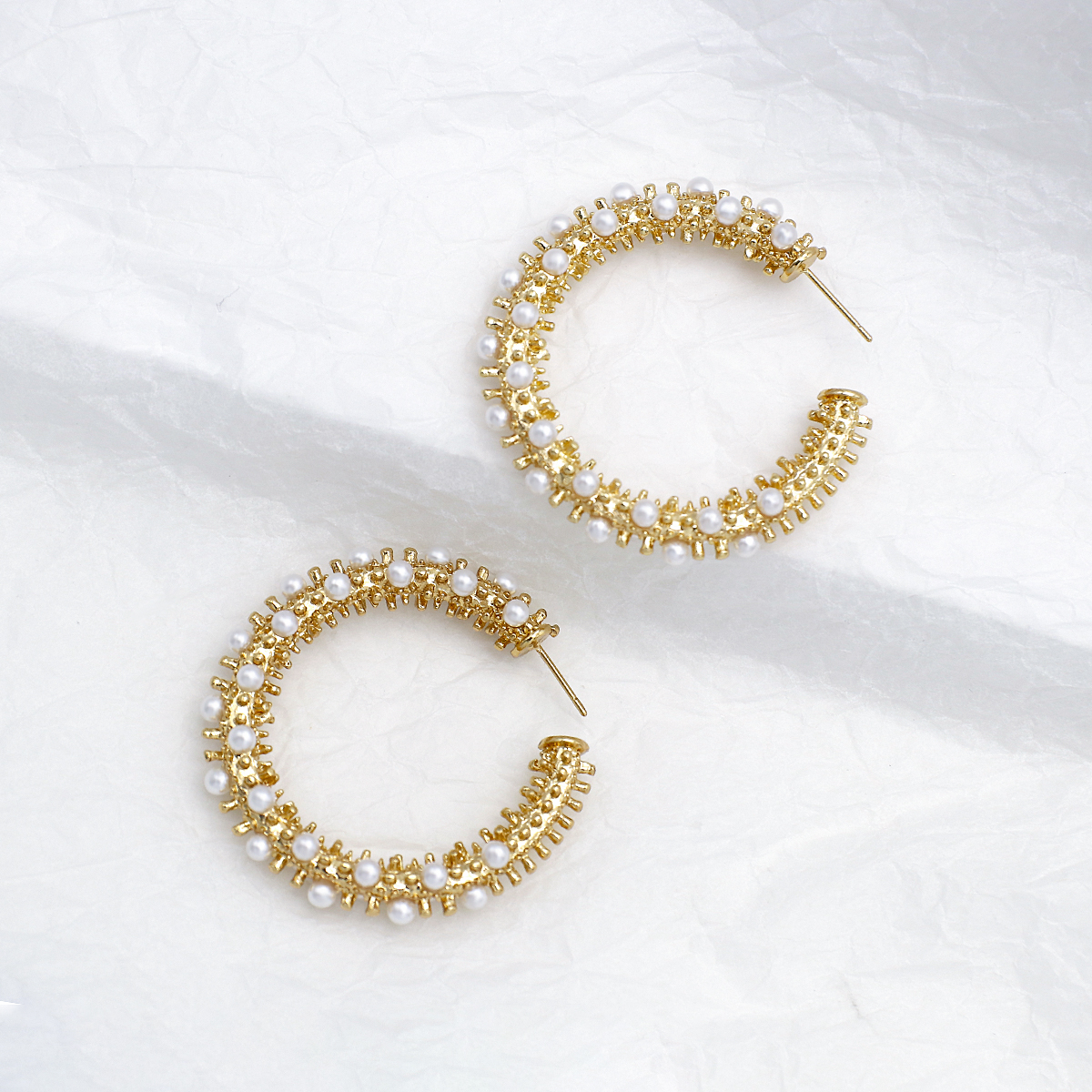 Net Red Retro Circle Hong Kong Style Pearl French Earrings