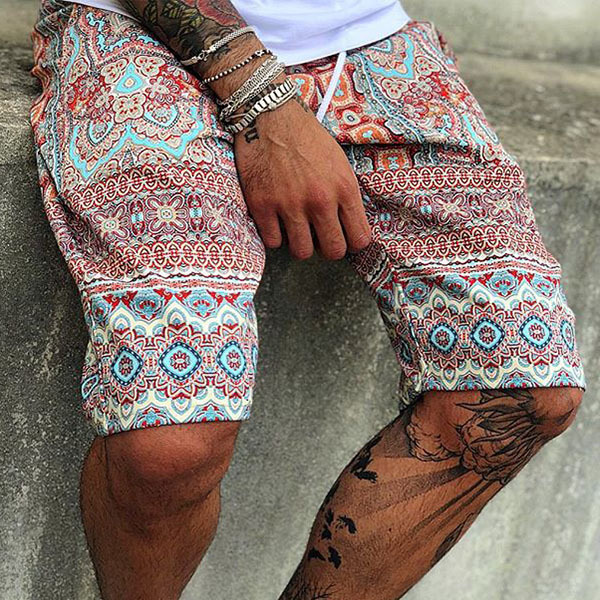 European And American Fashion Printed Lace Up Shorts
