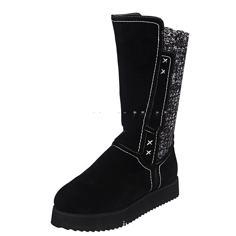Ladies Flat Snow Boots Wool Medium Tube Platform