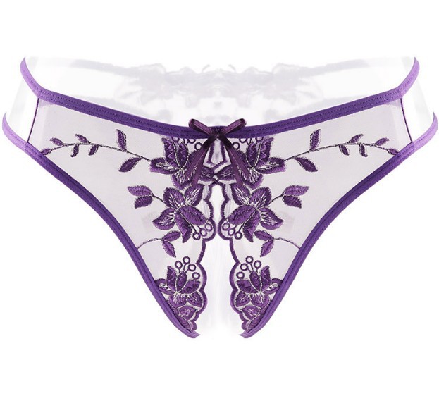 Transparent Women's Passion Suit Without Taking Off Thong Purple - Shop at LoveMi
