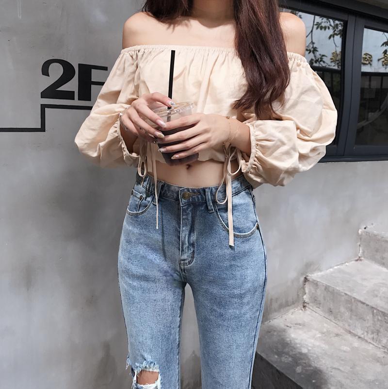 Fashion High-waisted Elastic Pierced Small Feet Retro Hong Kong-style Cropped Trousers