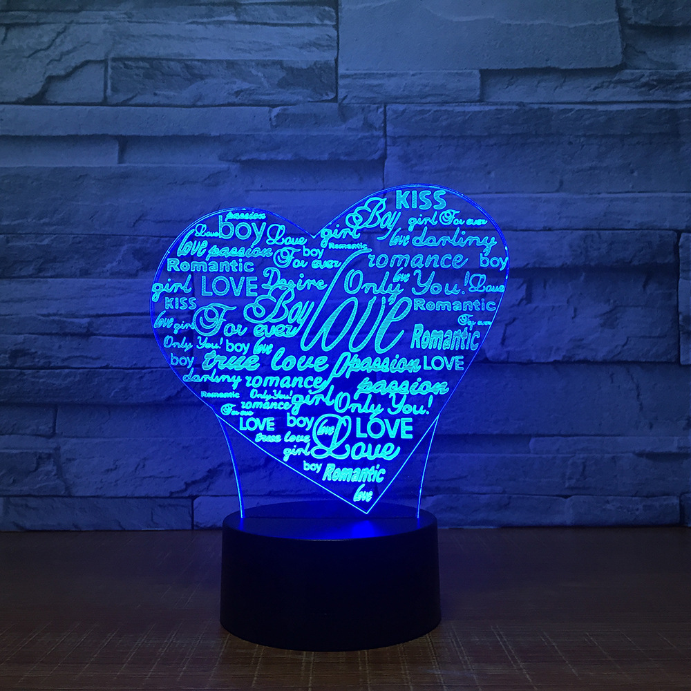 Creative 3D Graffiti Love Smart Remote Control Night Light