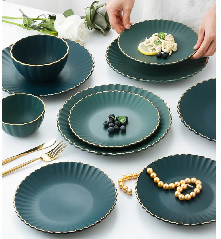 Phnom Penh Creative Ceramic Dinner Plate Set
