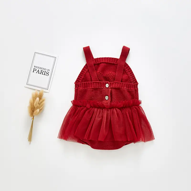 Infant Girl Knitted Sling One-piece Dress Jumpsuit