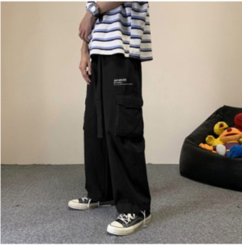 Loose Straight Cargo Casual Trousers With Large Pockets