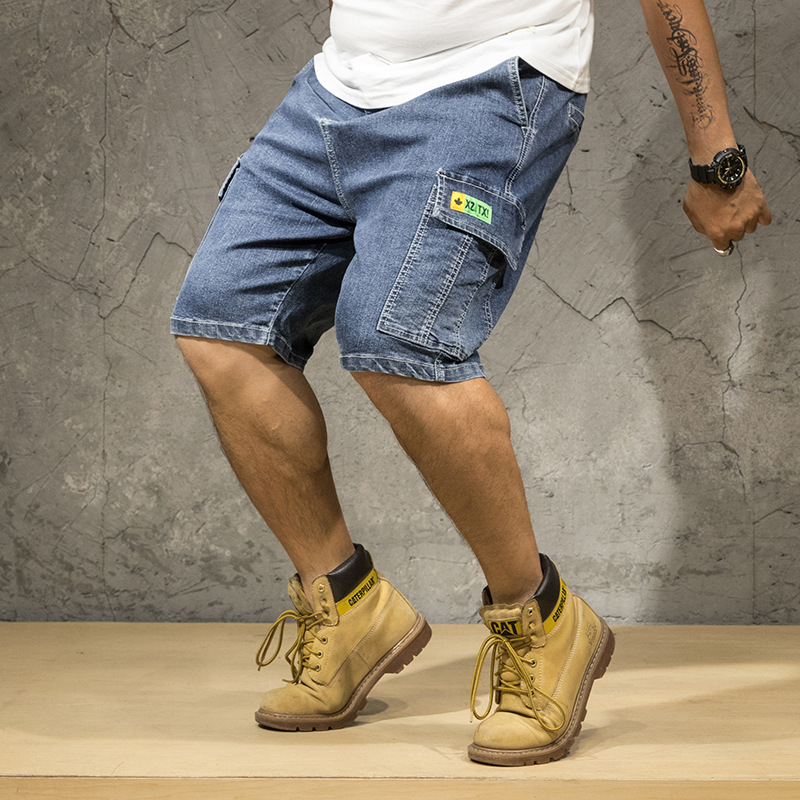 Fashion Washed Workwear Multi-pocket Denim Shorts