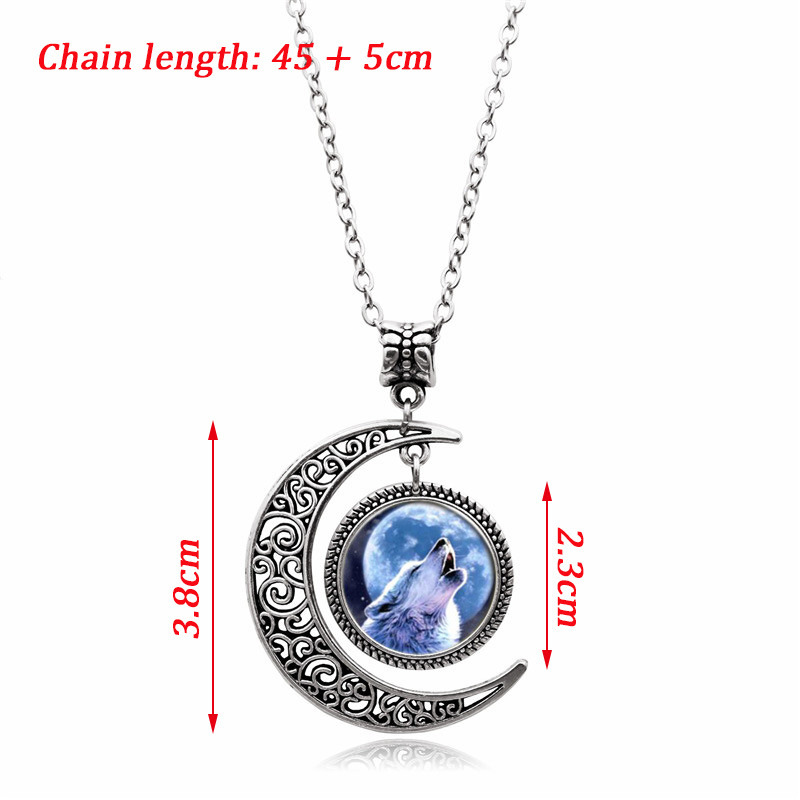Silver Moon Pendant Vintage Sweater Chain