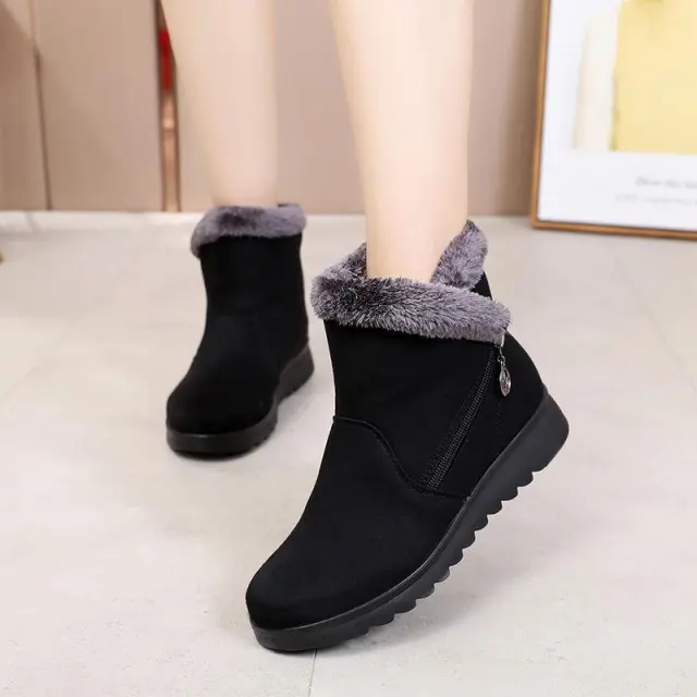Flat Bottom Large Size Middle Aged and Elderly Snow Boots Women Shoes Black - Shop at LoveMi