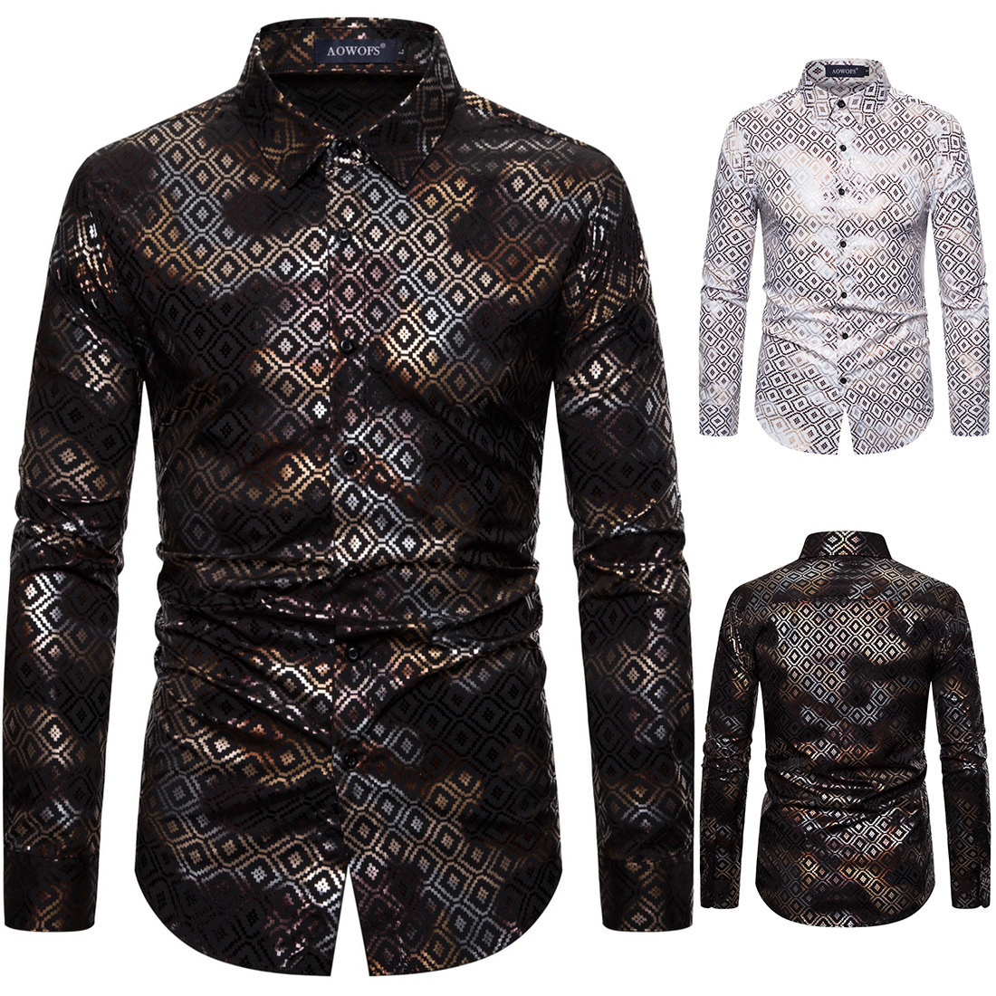 Men's Long Sleeve Shirt With Gold Stamping