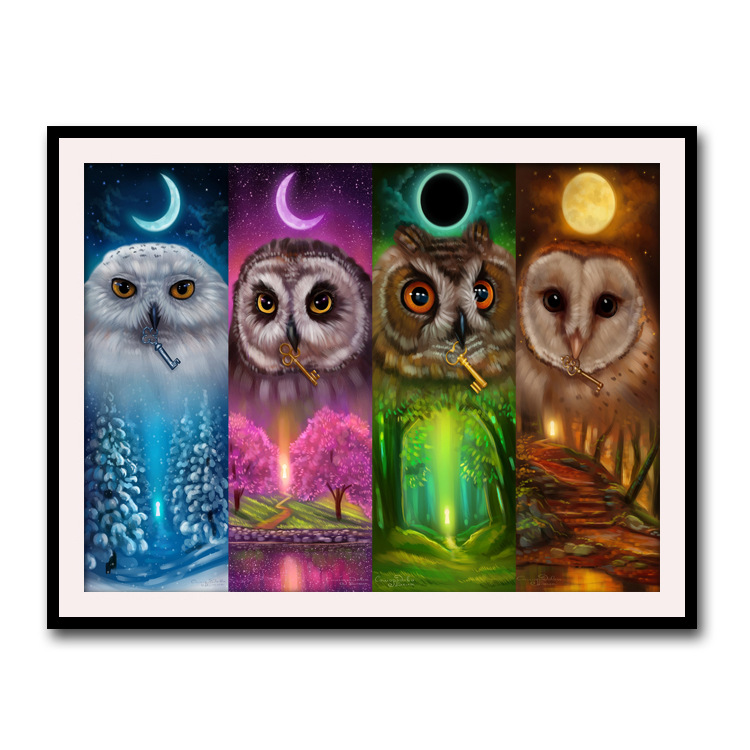 Cross Stitch Four Seasons Owl Living Room Decoration Painting — image 1