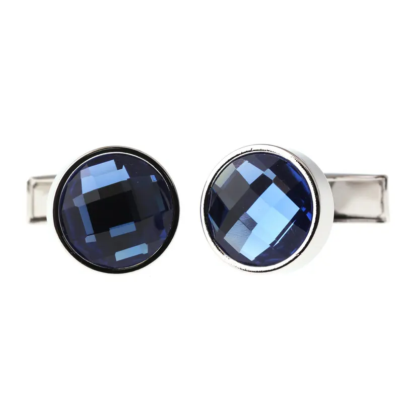 Exquisite Blue Crystal Cufflinks for Men and Women