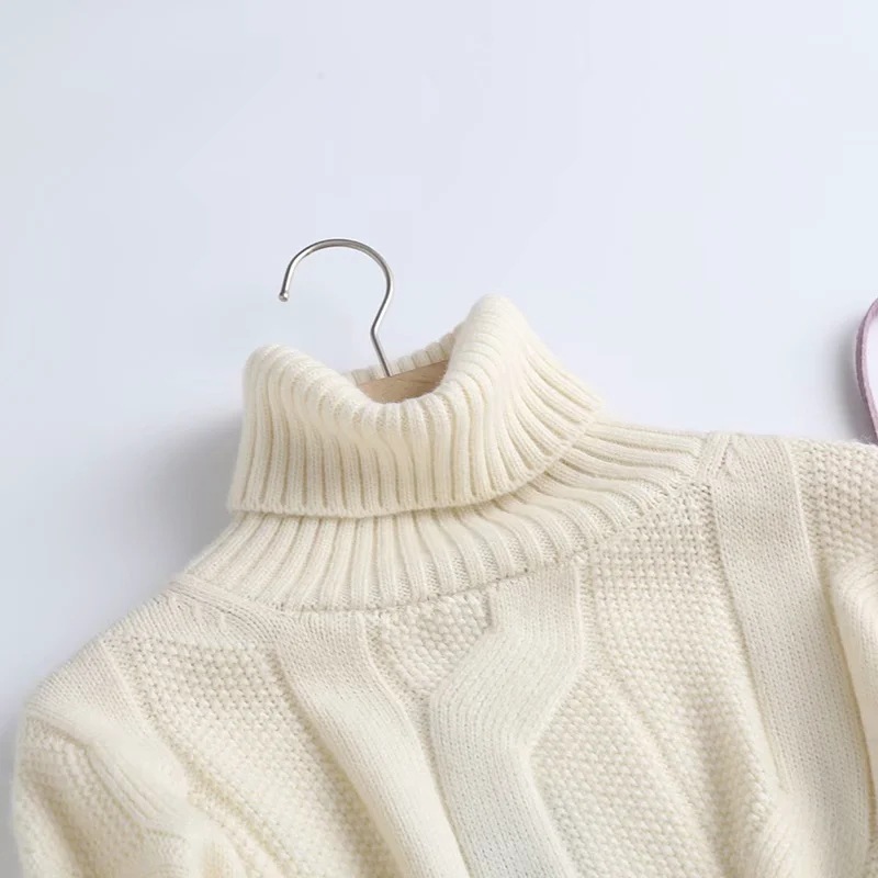 Ladies Casual Pullover High Neck Loose Sweater