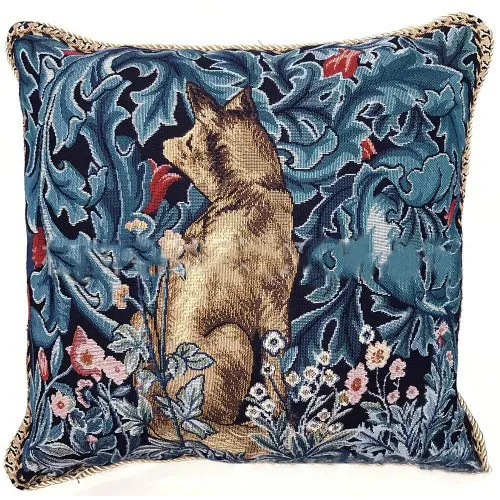 Cushion Throw Pillow Gobelin Art Cushion Woven Flower Jacquard Cushion Fox - Shop at LoveMi