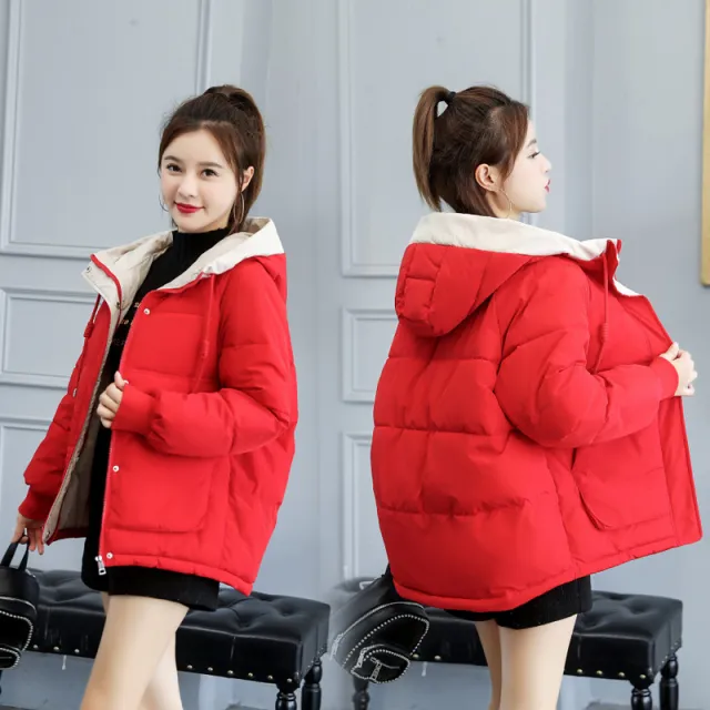 Winter Bread For Women's Short INS Fluffy Cotton Padded Jacket Red - Shop at LoveMi
