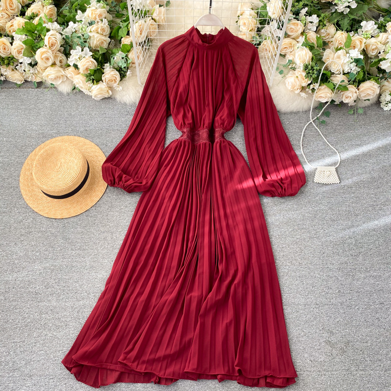 Puff-Sleeve Pleated A-Line Dress, picture 6 of 6