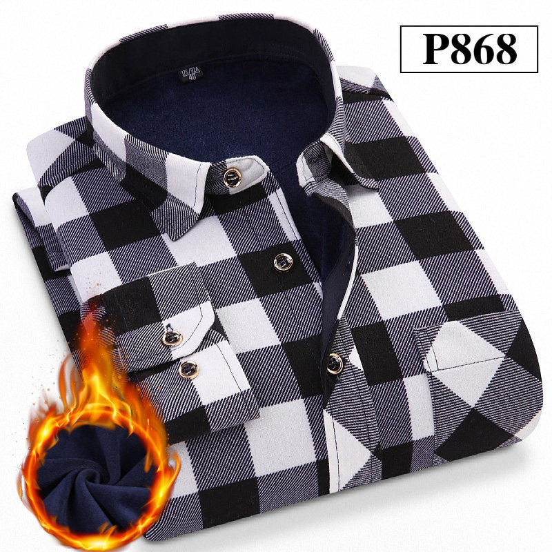 Men's Warm Shirts Plus Velvet Thick Long-Sleeved Trendy Autumn And Winter Shirts