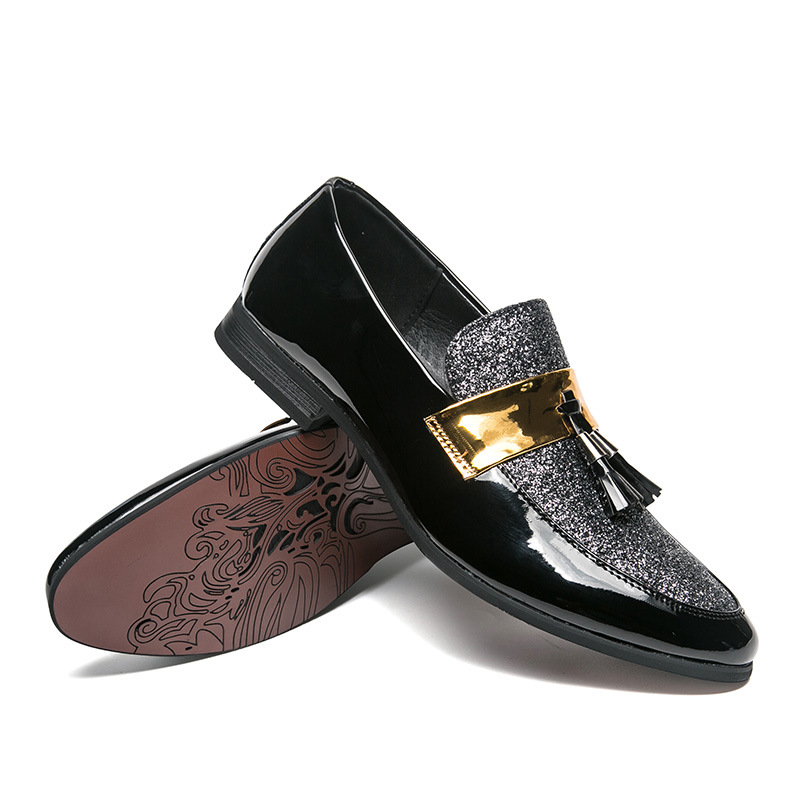 Hairstylist Male Shoe Club Pointed Tassel Foot Pedals Small Leather Shoes