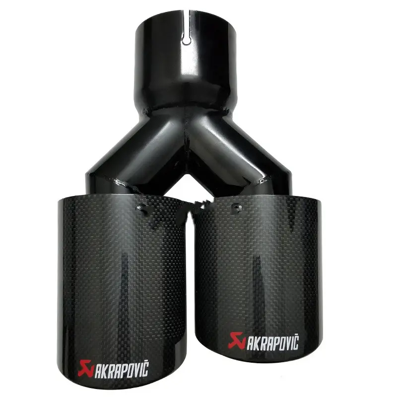 Car Modified Muffler Double Out Bright Black Exhaust Pipe
