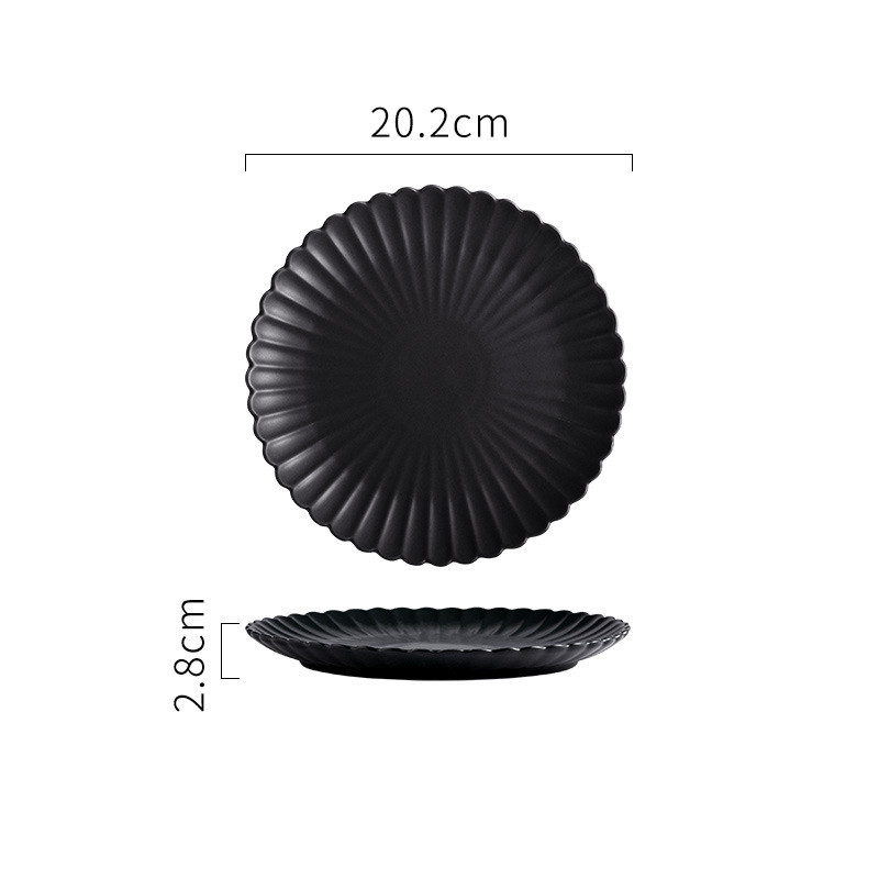 Creative Simple Solid color Ceramic Plate Fruit Cake Plate Round Beef Steak Western Plate Black - Shop at LoveMi